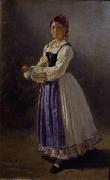 Filippo Palizzi Figura di donna con una gallina fra le mani oil painting